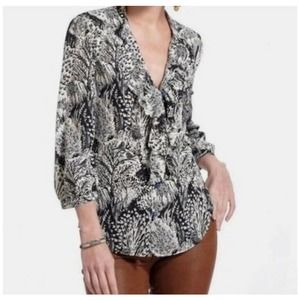 Anthropologie HD in Paris Woodland Owls  Career Cottagecore Ruffle Top